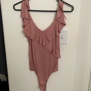 Blush pink “off the shoulder” body suit